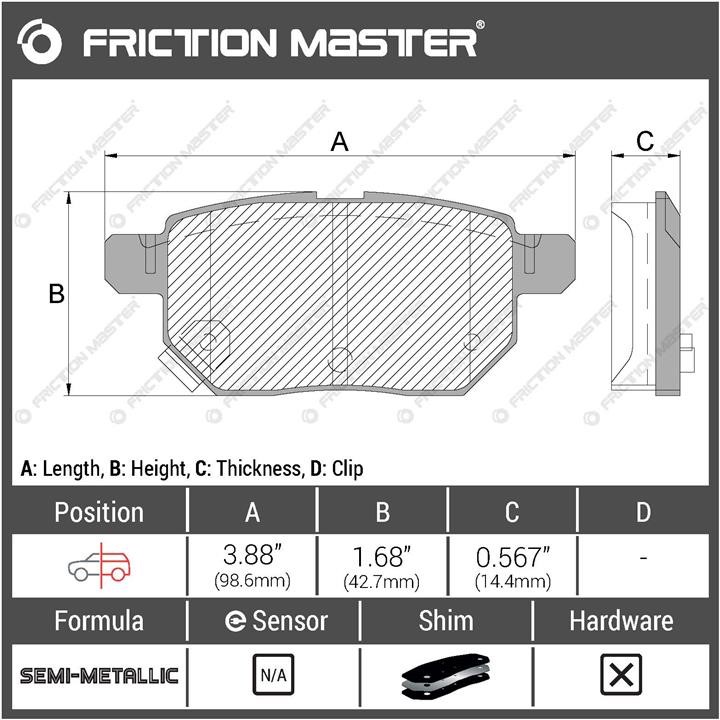 Pad set, rr disc brake Friction Master Black Friction Master MKD1423