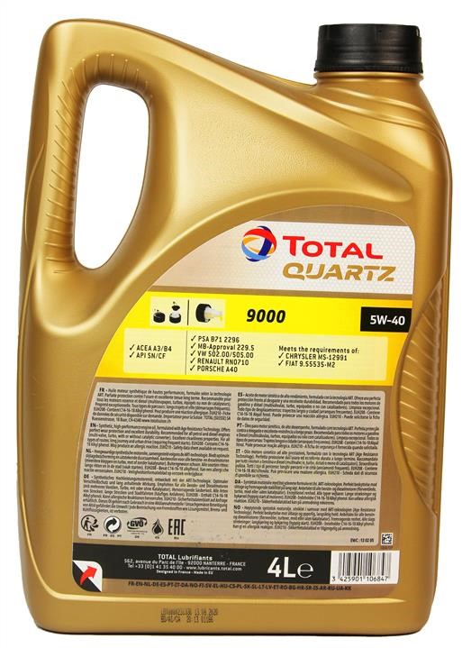 Engine oil Total QUARTZ 9000 5W-40, 4L Total 216565
