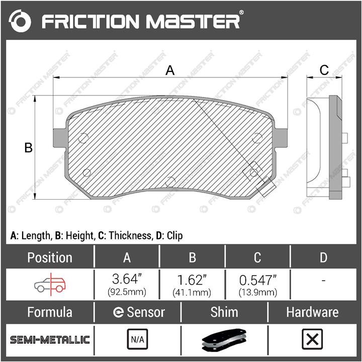 Pad set, rr disc brake Friction Master Black Friction Master MKD1714