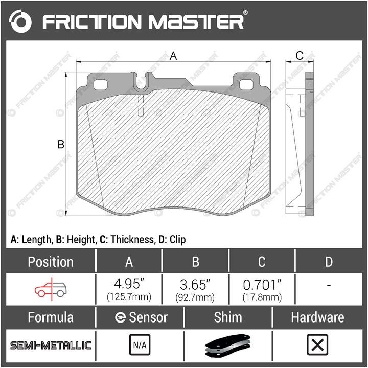 Pad set, rr disc brake Friction Master Black Friction Master MKD1796