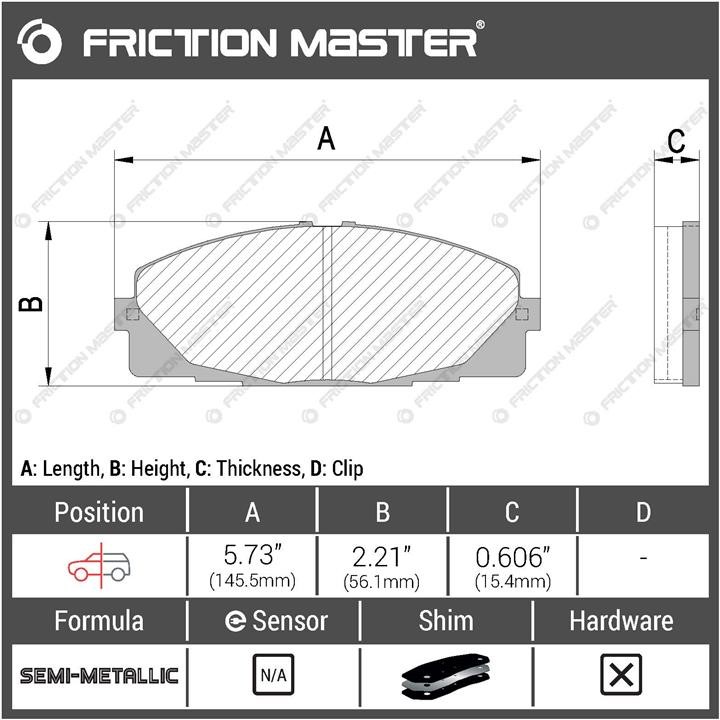 Pad set, rr disc brake Friction Master Black Friction Master MKD1434