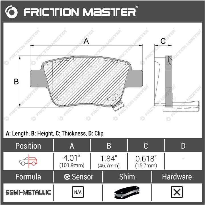 Pad set, rr disc brake Friction Master Black Friction Master MKD2067