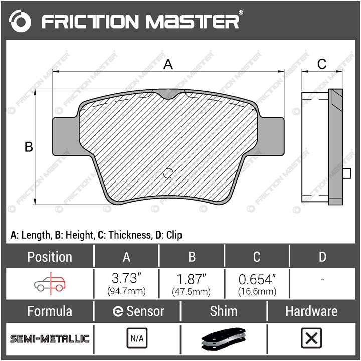 Pad set, rr disc brake Friction Master Black Friction Master MKD1621