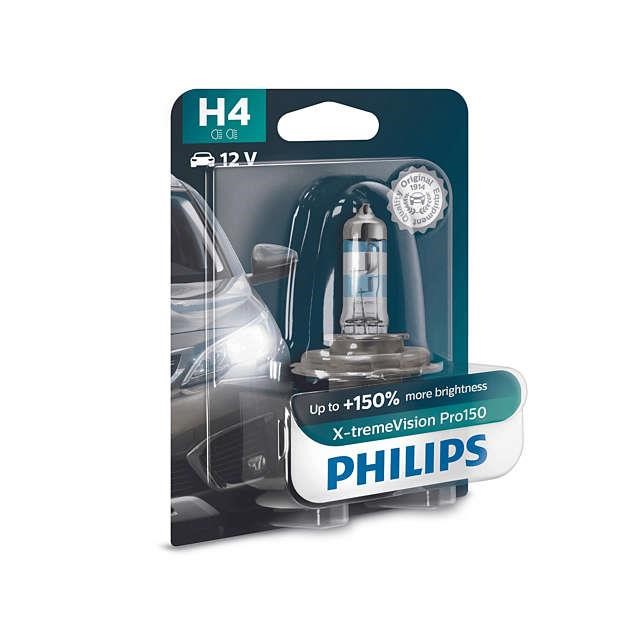 Halogen lamp Philips X-Tremevision +150% 12V H4 60/55W +150% Philips 12342XVPB1