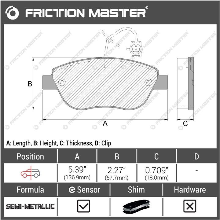 Pad set, rr disc brake Friction Master Black Friction Master MKD1618