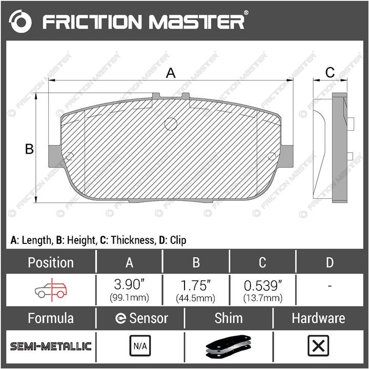 Pad set, rr disc brake Friction Master Black Friction Master MKD1180