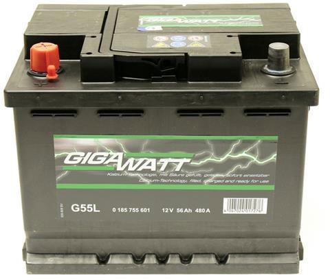 Gigawatt 0 185 755 601 Battery Gigawatt 12V 56AH 480A(EN) L+ 0185755601
