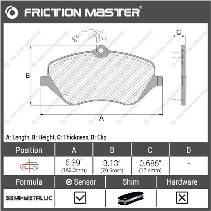 Pad set, rr disc brake Friction Master Black Friction Master MKD1245