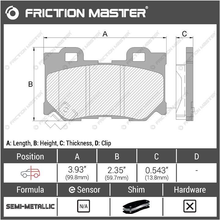 Pad set, rr disc brake Friction Master Black Friction Master MKD1347