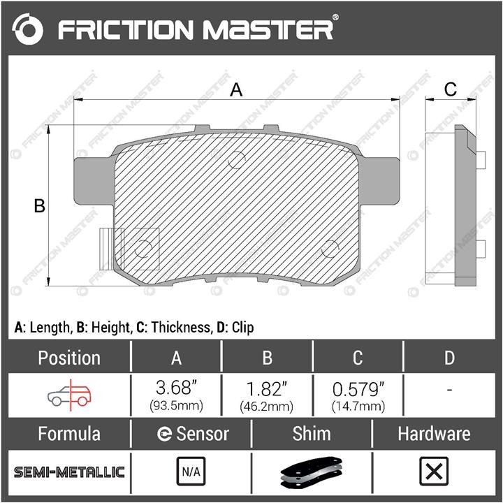 Pad set, rr disc brake Friction Master Black Friction Master MKD1336