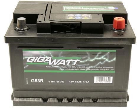 Gigawatt 0 185 755 300 Battery Gigawatt 12V 53AH 470A(EN) R+ 0185755300