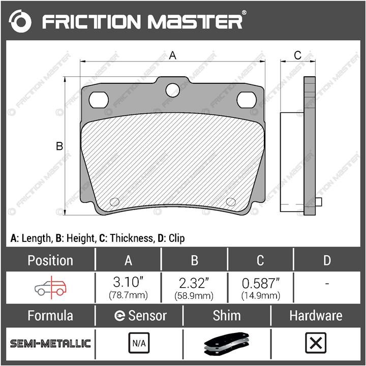 Pad set, rr disc brake Friction Master Black Friction Master MKD733