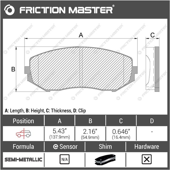 Pad set, rr disc brake Friction Master Black Friction Master MKD1188