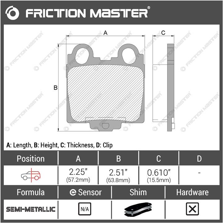 Pad set, rr disc brake Friction Master Black Friction Master MKD771