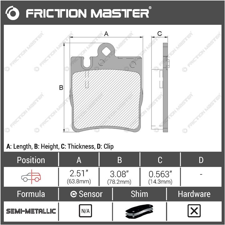 Pad set, rr disc brake Friction Master Black Friction Master MKD876