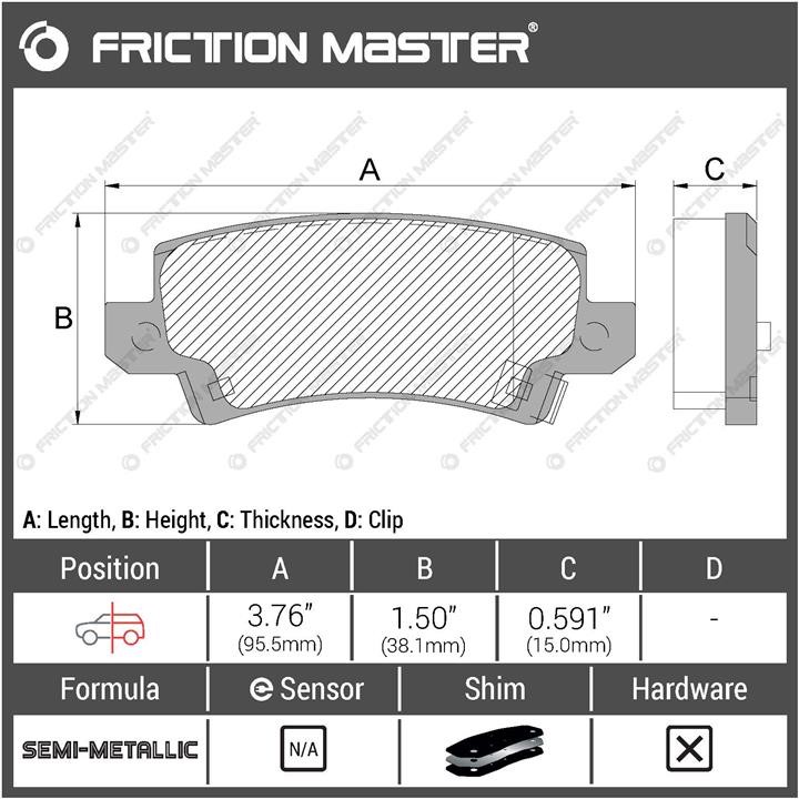 Pad set, rr disc brake Friction Master Black Friction Master MKD1216