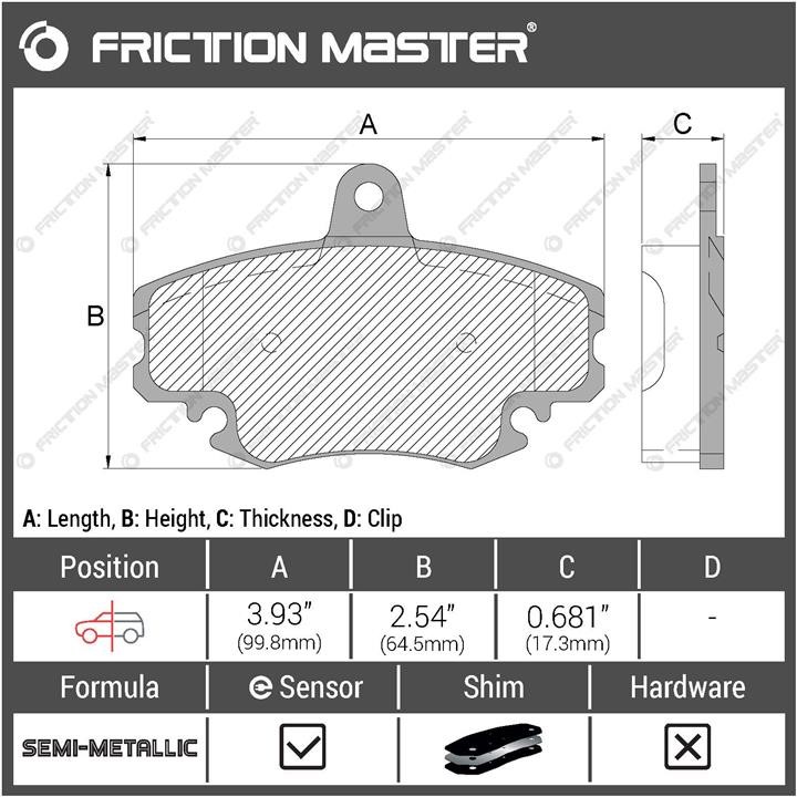 Pad set, rr disc brake Friction Master Black Friction Master MKD1146