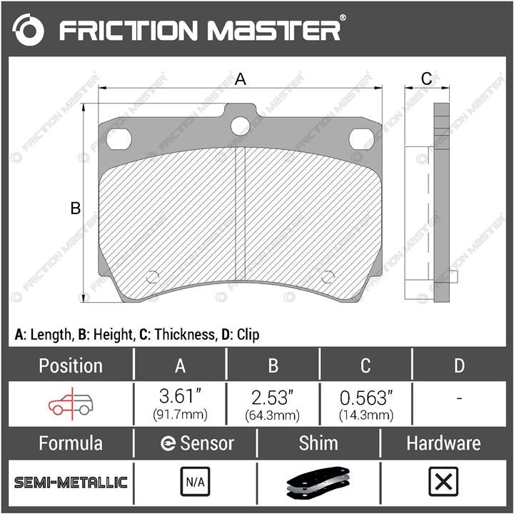 Pad set, rr disc brake Friction Master Black Friction Master MKD466