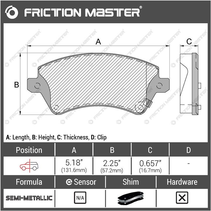 Pad set, rr disc brake Friction Master Black Friction Master MKD1215