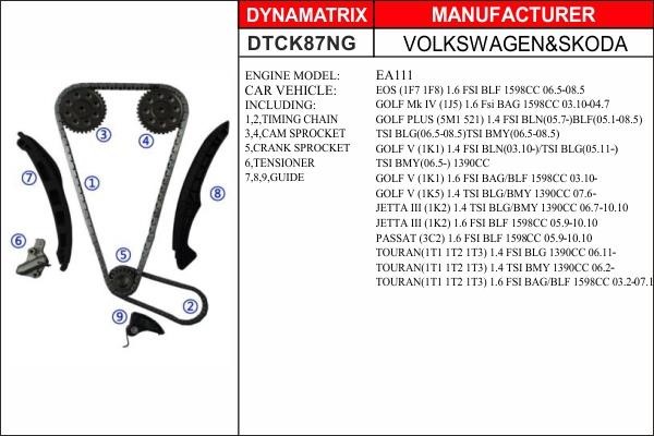 Dynamatrix DTCK87NG Timing chain kit DTCK87NG