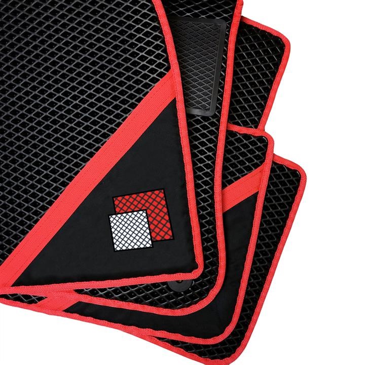 EVA Dywaniki Interior and trunk mats 6 pcs for Porsche Cayenne 92A SUV Automat 4x4 wheeldrive, Rhombus, Color: Black + Red – price