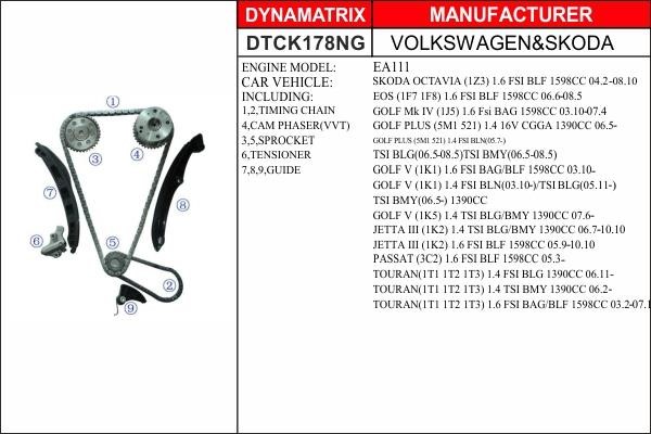 Dynamatrix DTCK178NG Timing chain kit DTCK178NG