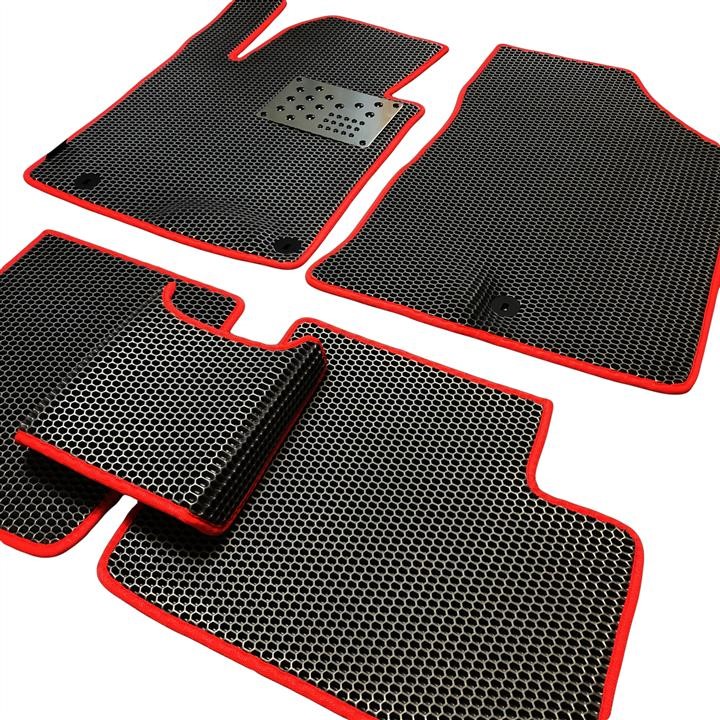 EVA Dywaniki KIACEEJDFMH5-HGRRE5000 Interior mats 5 pcs for Kia Ceed JD Hatchback 5 Manual Front wheeldrive, Honeycomb, Color: Grey + Red KIACEEJDFMH5HGRRE5000