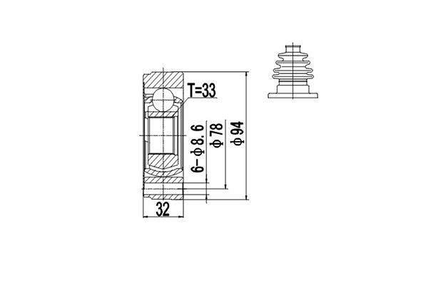 Dynamatrix DCV603005 Joint Kit, drive shaft DCV603005