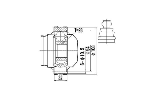 Dynamatrix DCV661002 Joint Kit, drive shaft DCV661002