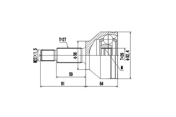 Dynamatrix DCV818008 Joint Kit, drive shaft DCV818008