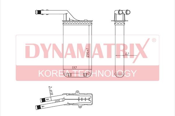 Dynamatrix DR72655 Heat exchanger, interior heating DR72655