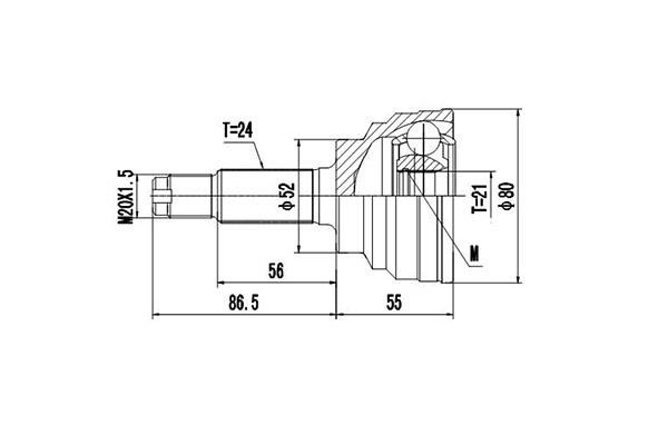 Dynamatrix DCV827070 Joint Kit, drive shaft DCV827070