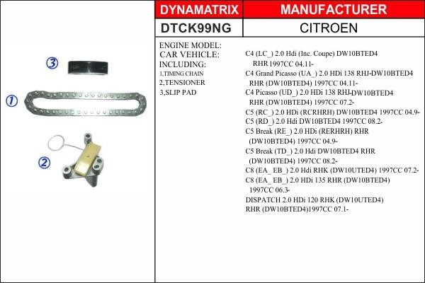 Dynamatrix DTCK99NG Timing chain kit DTCK99NG