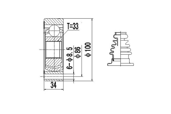 Dynamatrix DCV603009 Joint Kit, drive shaft DCV603009