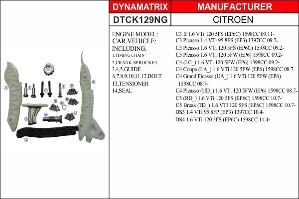 Dynamatrix DTCK129NG Timing chain kit DTCK129NG