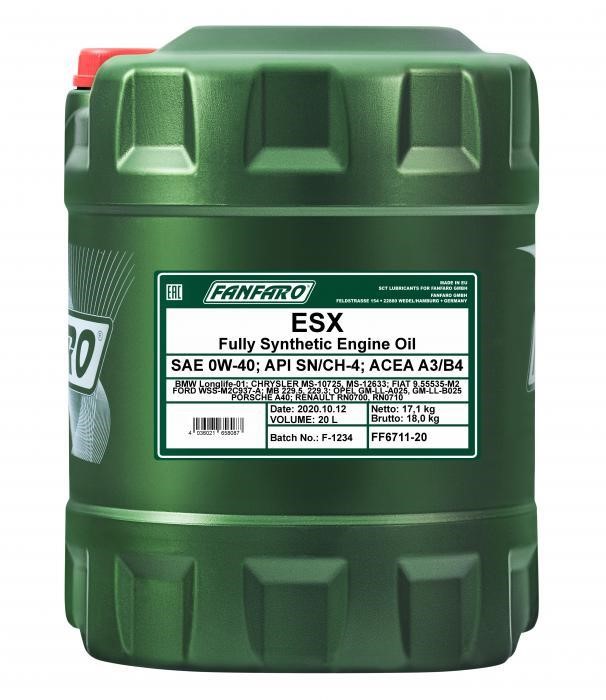 Fanfaro FF6711-20 Engine oil FanFaro ESX 0W-40, 20L FF671120