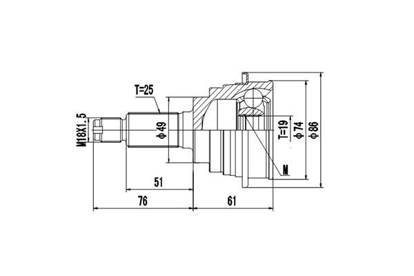 Dynamatrix DCV857037 Joint Kit, drive shaft DCV857037