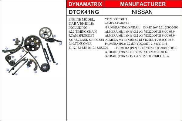 Dynamatrix DTCK41NG Timing chain kit DTCK41NG
