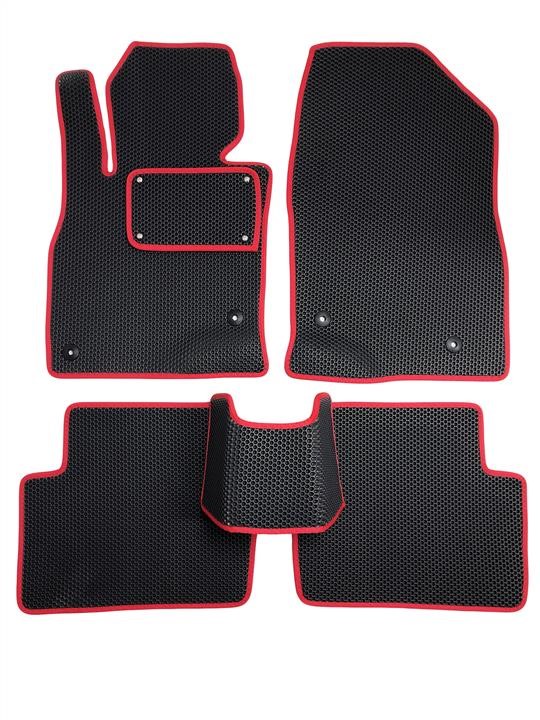 EVA Dywaniki MZD6GJFMSW-HGRRE500000 Interior mats 5 pcs for Mazda 6 GJ Station Wagon Manual Front wheeldrive, Honeycomb, Color: Grey + Red MZD6GJFMSWHGRRE500000