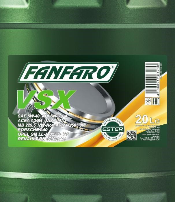 Engine oil FanFaro VSX 5W-40, 20L Fanfaro FF6702-20