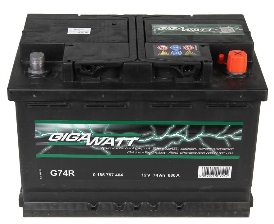 Gigawatt 0 185 757 404 Battery Gigawatt 12V 74AH 680A(EN) R+ 0185757404