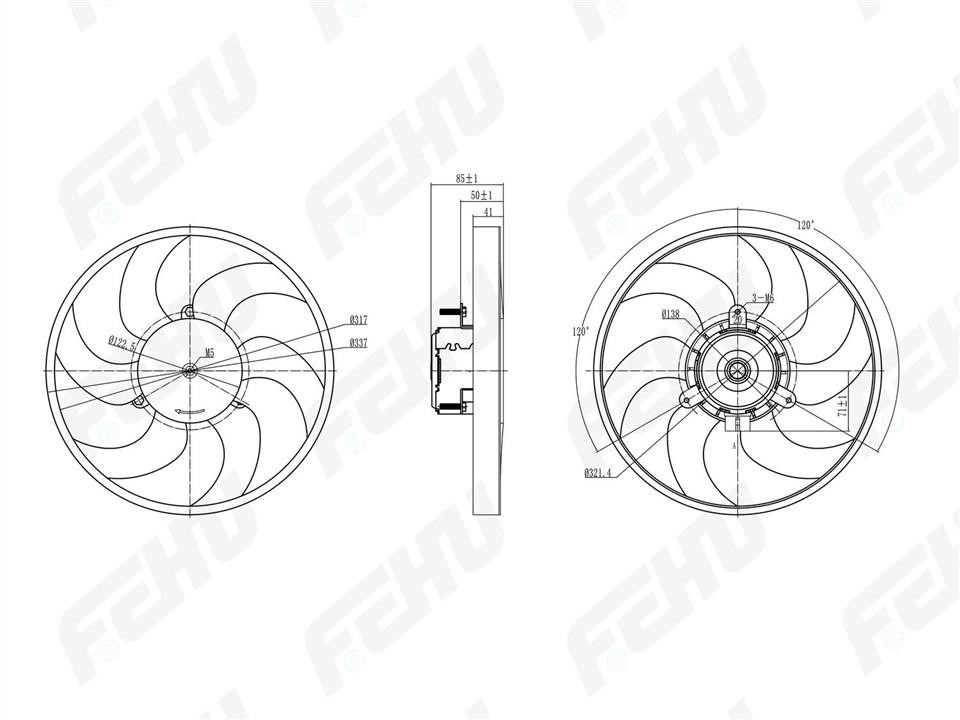 Fehu FFC1123 Hub, engine cooling fan wheel FFC1123
