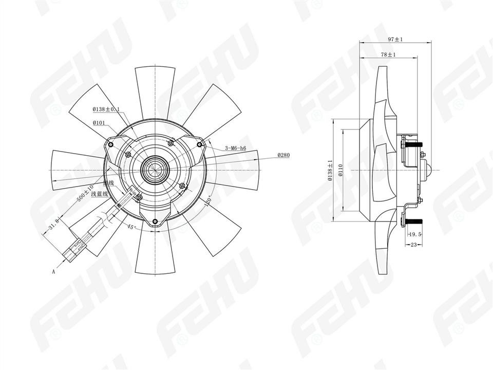 Fehu FFC1124 Hub, engine cooling fan wheel FFC1124