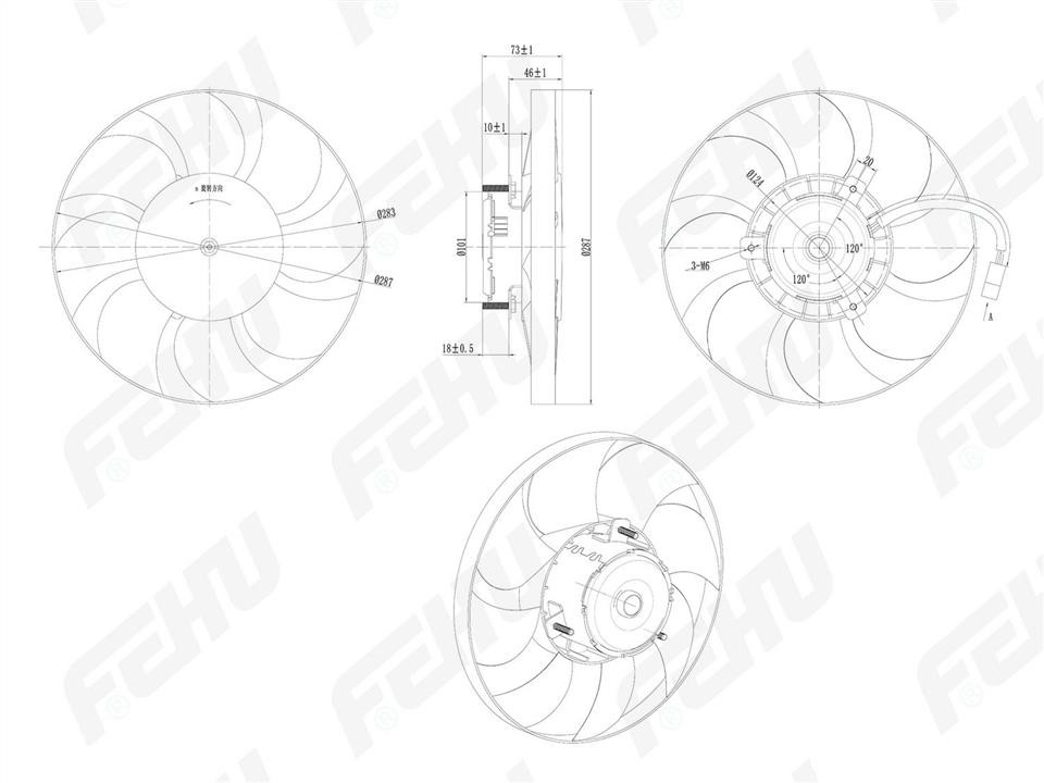 Fehu FFC1125 Hub, engine cooling fan wheel FFC1125