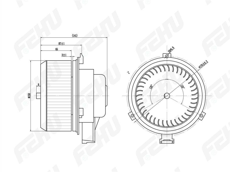 Fehu FFH1017 Fan assy - heater motor FFH1017