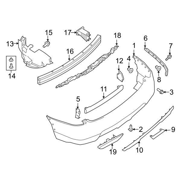 Rear bumper retainer Nissan 85220-4BA1A