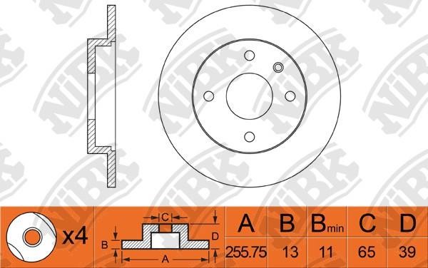 NiBK RN1013 Unventilated front brake disc RN1013