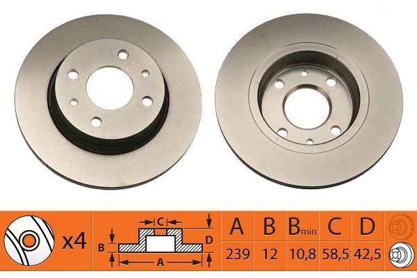 NiBK RN1021 Brake discs front non-ventilated, set RN1021