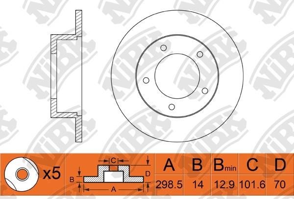 NiBK RN1025 Unventilated front brake disc RN1025
