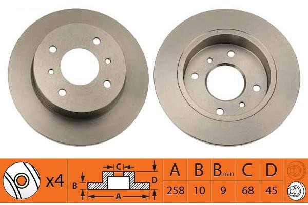 NiBK RN1040 Brake discs rear non-ventilated, set RN1040